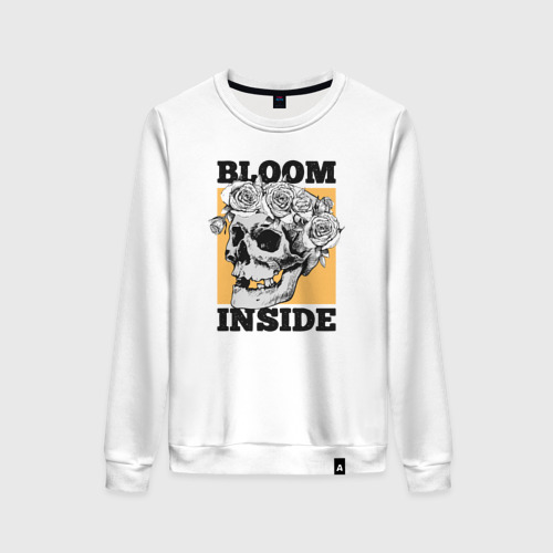 Женский свитшот хлопок Bloom inside, цвет белый