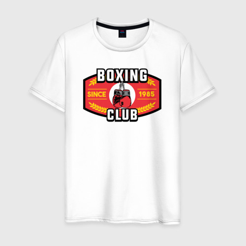 Мужская футболка из хлопка с принтом Клуб боксёров, вид спереди №1