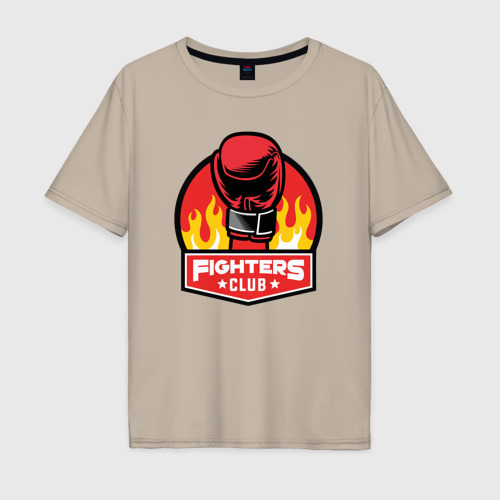 Мужская футболка хлопок Oversize Fighters club, цвет миндальный
