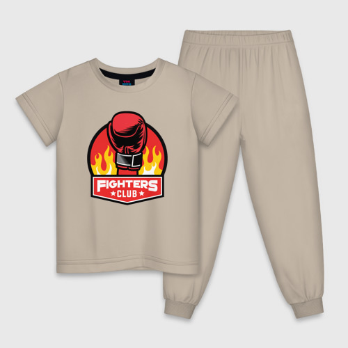 Детская пижама хлопок с принтом Fighters club, вид спереди #2