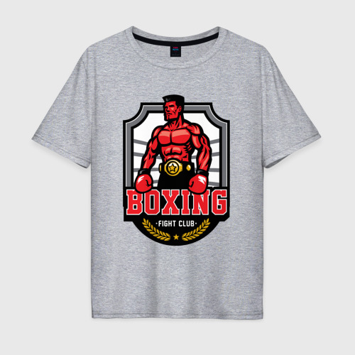 Мужская футболка хлопок Oversize Fignt club boxing, цвет меланж