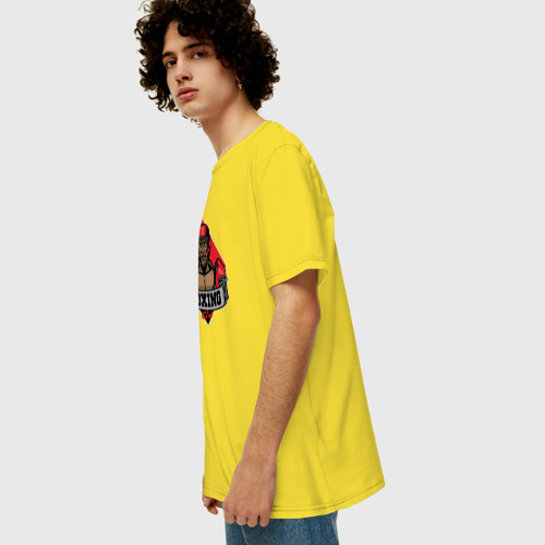 Мужская футболка хлопок Oversize Boxing style, цвет желтый - фото 5