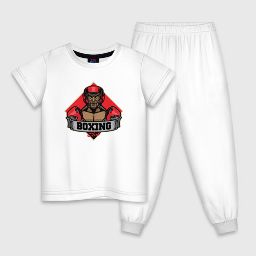 Детская пижама хлопок с принтом Boxing style, вид спереди #2