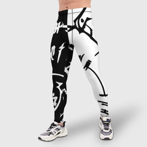 Мужские тайтсы 3D с принтом Астарион - знак на спине чб, фото на моделе #1