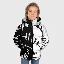 Зимняя куртка для мальчиков 3D Астарион - знак на спине чб - фото 2