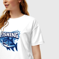 Женская футболка хлопок Oversize Fishing style - фото 2