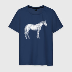 Белая лошадь сбоку – Мужская футболка хлопок с принтом купить со скидкой в -20%