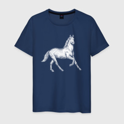Белая лошадь на скаку – Мужская футболка хлопок с принтом купить со скидкой в -20%