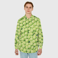 Мужская рубашка oversize 3D Много теннисных мячей - фото 2