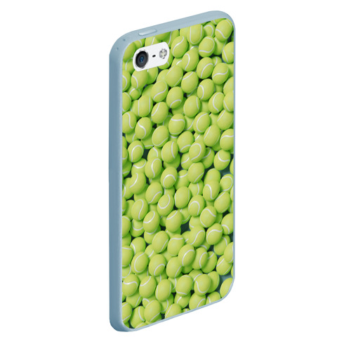 Чехол для iPhone 5/5S матовый Много теннисных мячей, цвет голубой - фото 3