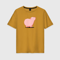 Женская футболка хлопок Oversize Мультяшная свинья