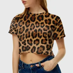 Женская футболка Crop-top 3D Leopards texture - фото 2