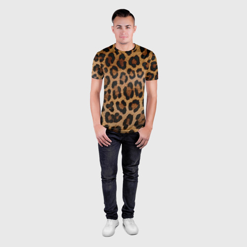 Мужская футболка 3D Slim с принтом Leopards texture, вид сбоку #3