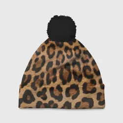 Шапка 3D c помпоном Leopards texture