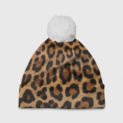 Шапка 3D c помпоном Leopards texture