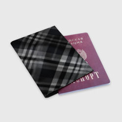 Обложка для паспорта матовая кожа Черно-белая диагональная клетка в шотландском стиле - фото 2