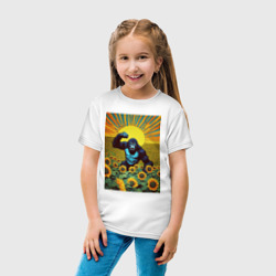 Детская футболка хлопок Горилла ныряет в подсолнух - фото 2