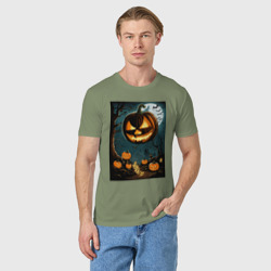 Мужская футболка хлопок Джек фонарь в лесу  - фото 2
