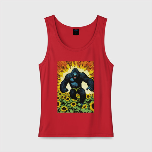 Женская майка хлопок Разъяренная горилла, цвет красный