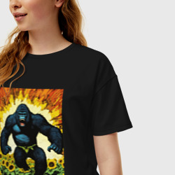 Женская футболка хлопок Oversize Разъяренная горилла - фото 2