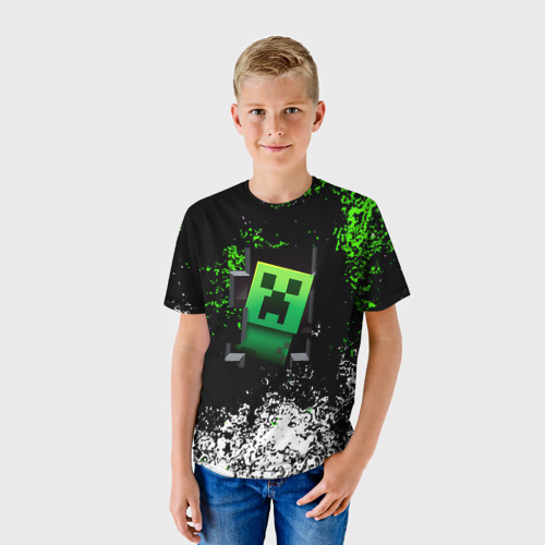 Детская футболка 3D Крипер зелёная кровь, цвет 3D печать - фото 3