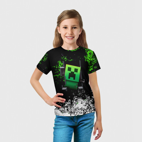 Детская футболка 3D Крипер зелёная кровь, цвет 3D печать - фото 5