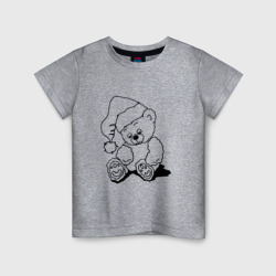 Детская футболка хлопок Мишка игрушечный в колпаке деда Мороза - раскраска