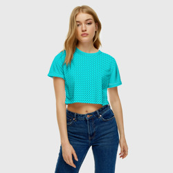 Женская футболка Crop-top 3D Неоновый голубой в горошек - фото 2