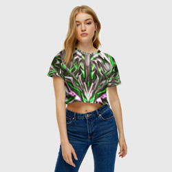 Женская футболка Crop-top 3D Зелёная киберпанк броня - фото 2