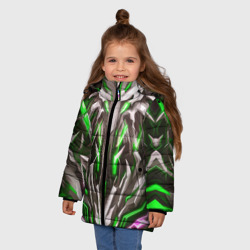 Зимняя куртка для девочек 3D Зелёная киберпанк броня - фото 2