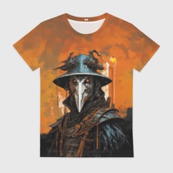 Женская футболка 3D Чумной доктор на закате 