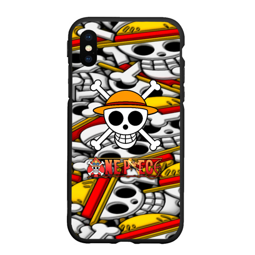 Чехол для iPhone XS Max матовый One Piece logo pattern pirat, цвет черный