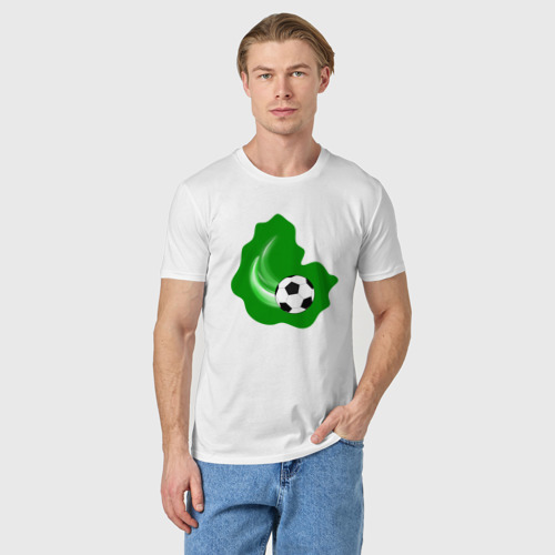 Мужская футболка хлопок Летящий мяч, цвет белый - фото 3