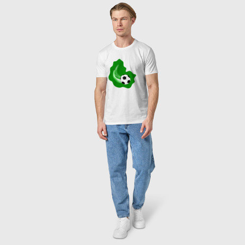 Мужская футболка хлопок Летящий мяч, цвет белый - фото 5