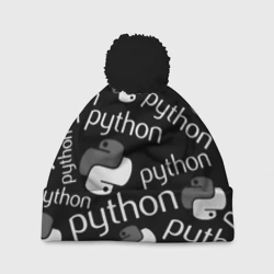 Шапка 3D c помпоном Python programming logo pattern