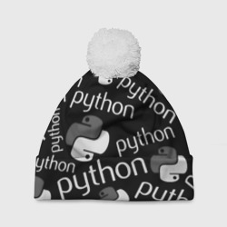 Шапка 3D c помпоном Python programming logo pattern