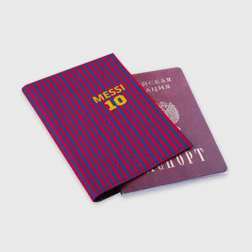 Обложка для паспорта матовая кожа Месси 10 номер, цвет черный - фото 3