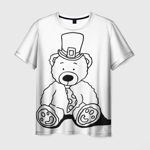 Мужская футболка 3D с принтом Игрушечный мишка - лепрекон в шляпе, вид спереди #2