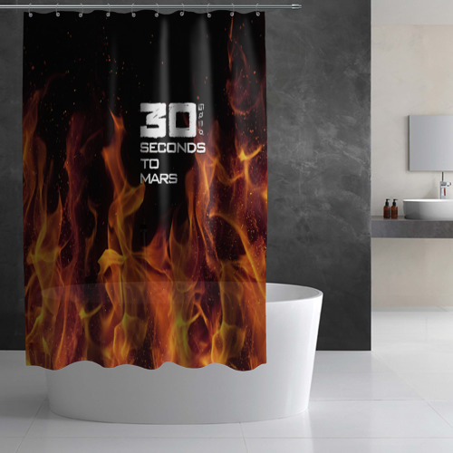 Штора 3D для ванной Thirty Seconds to Mars fire - фото 2