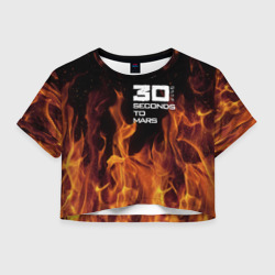 Женская футболка Crop-top 3D Thirty Seconds to Mars fire