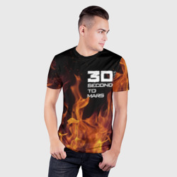 Мужская футболка 3D Slim Thirty Seconds to Mars fire - фото 2