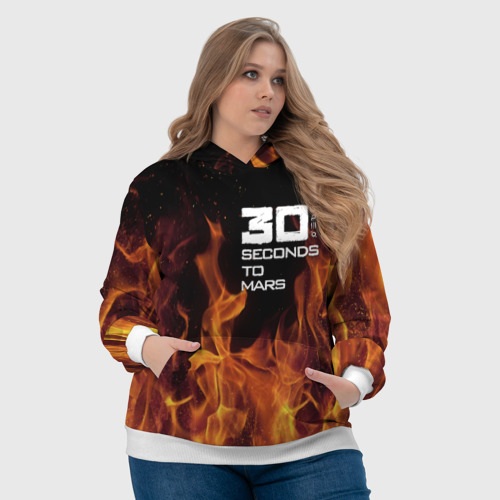 Женская толстовка 3D Thirty Seconds to Mars fire, цвет 3D печать - фото 6