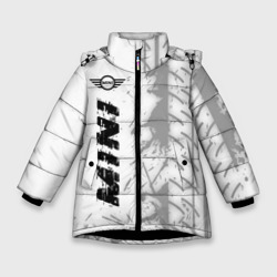 Зимняя куртка для девочек 3D Mini speed на светлом фоне со следами шин по-вертикали