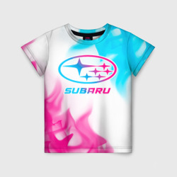 Детская футболка 3D Subaru neon gradient style