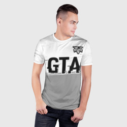 Мужская футболка 3D Slim GTA glitch на светлом фоне посередине - фото 2