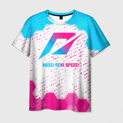 Мужская футболка 3D Need for Speed neon gradient style