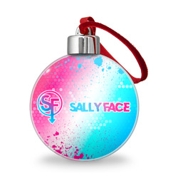 Ёлочный шар Sally Face neon gradient style по-горизонтали