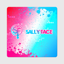 Магнит виниловый Квадрат Sally Face neon gradient style по-горизонтали