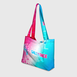 Пляжная сумка 3D Sally Face neon gradient style по-горизонтали - фото 2