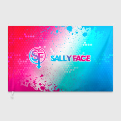 Флаг 3D Sally Face neon gradient style по-горизонтали